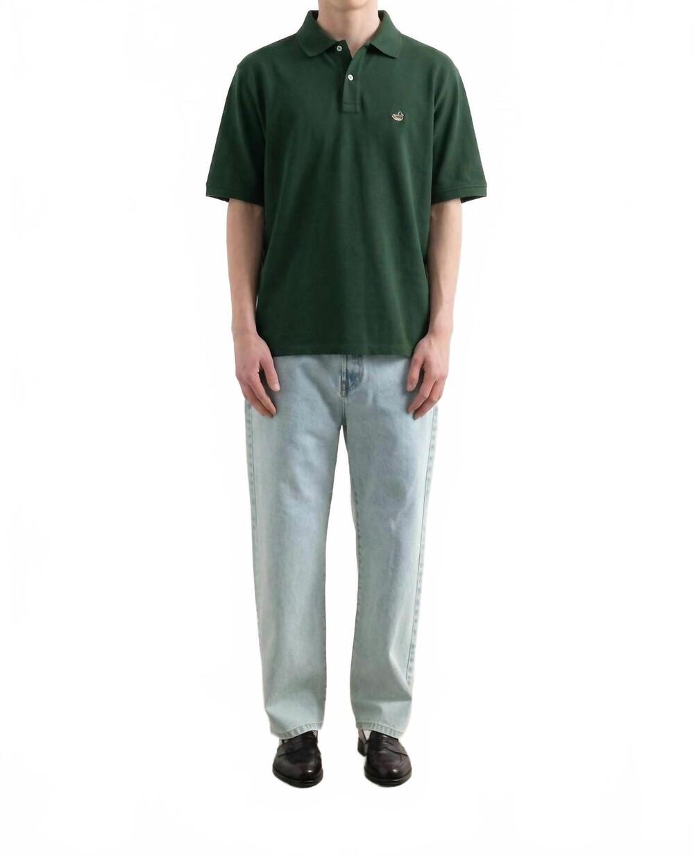 NEW EDMMOND STUDIOS duck polo shirt in dark green